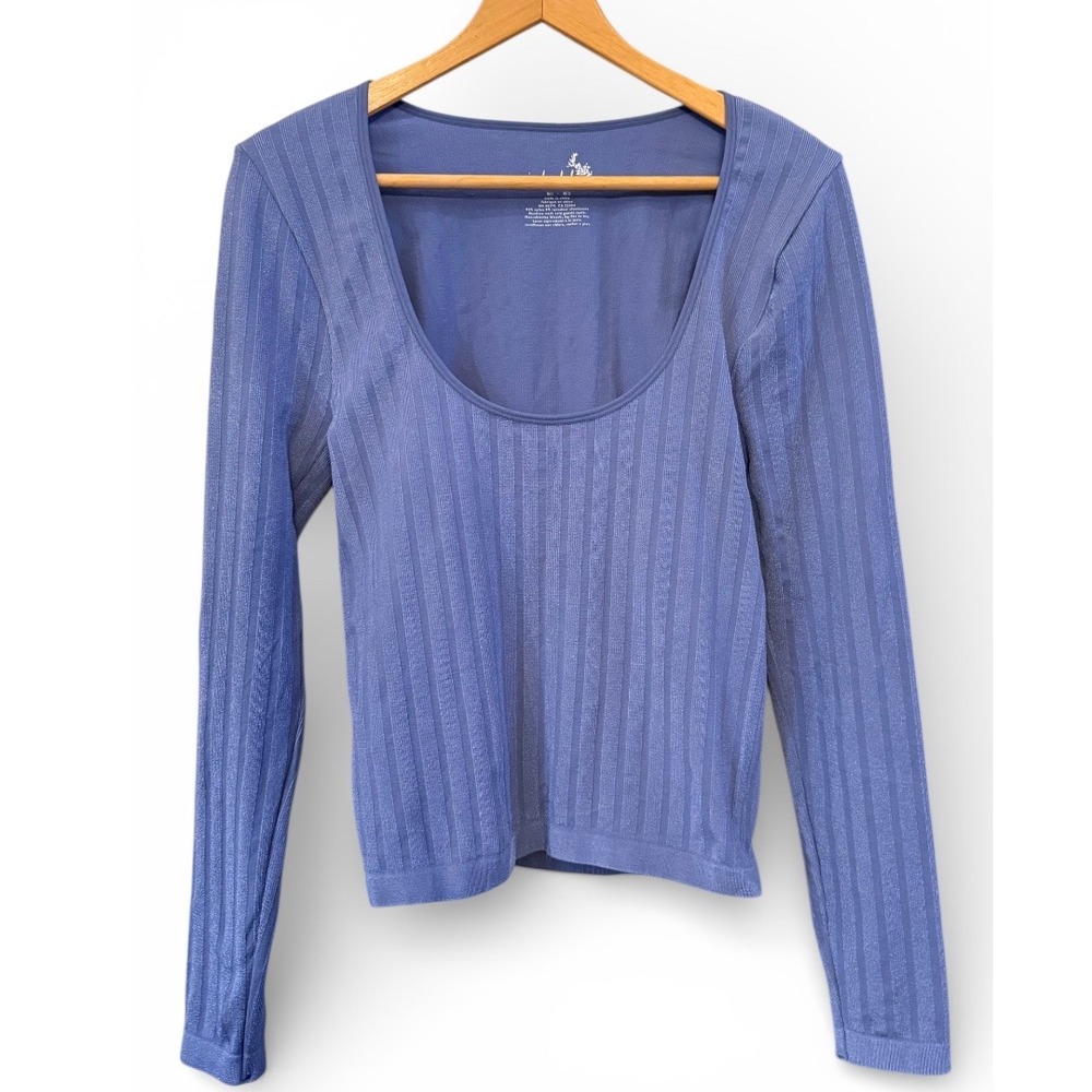 Periwinkle M/L Intimately Free People Ribbed Long Sleeve Scoop Neck Layering Top